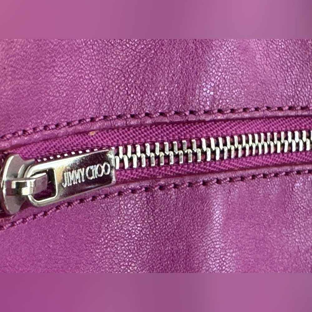JIMMY CHOO Star Studded Pink Magenta Fushia Leather Tote Large Shoulder Bag - Picture 6 of 12